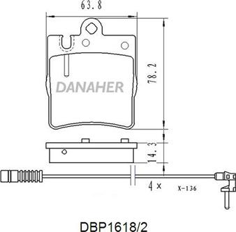 Danaher DBP1618/2 - Тормозные колодки, дисковые, комплект autospares.lv