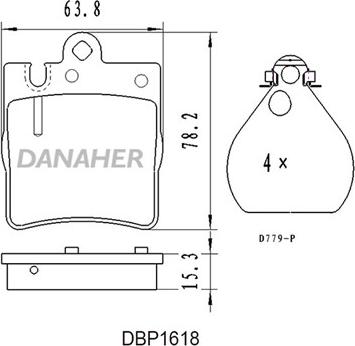 Danaher DBP1618 - Тормозные колодки, дисковые, комплект autospares.lv