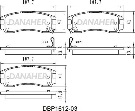 Danaher DBP1612-03 - Тормозные колодки, дисковые, комплект autospares.lv