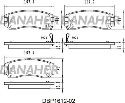 Danaher DBP1612-02 - Тормозные колодки, дисковые, комплект autospares.lv