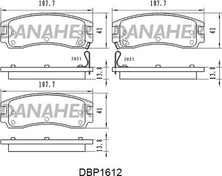 Danaher DBP1612 - Тормозные колодки, дисковые, комплект autospares.lv