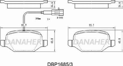 Danaher DBP1685/3 - Тормозные колодки, дисковые, комплект autospares.lv