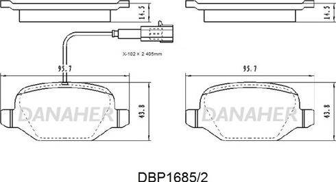 Danaher DBP1685/2 - Тормозные колодки, дисковые, комплект autospares.lv