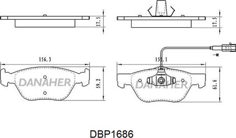 Danaher DBP1686 - Тормозные колодки, дисковые, комплект autospares.lv