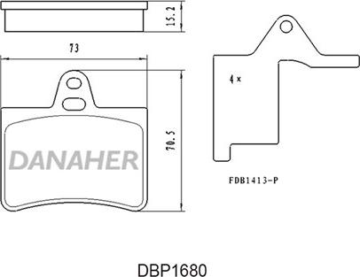 Danaher DBP1680 - Тормозные колодки, дисковые, комплект autospares.lv