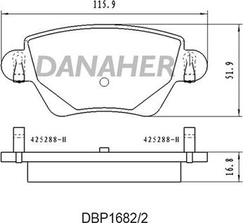 Danaher DBP1682/2 - Тормозные колодки, дисковые, комплект autospares.lv