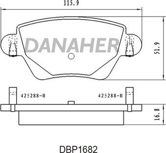 Danaher DBP1682 - Тормозные колодки, дисковые, комплект autospares.lv
