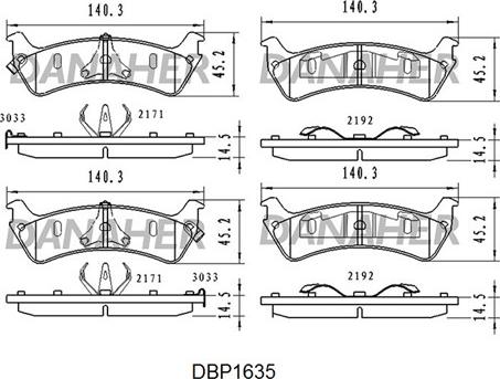 Danaher DBP1635 - Тормозные колодки, дисковые, комплект autospares.lv