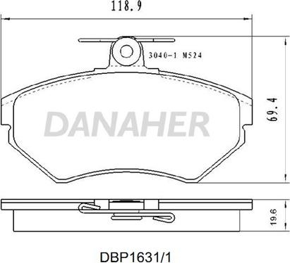 Danaher DBP1631/1 - Тормозные колодки, дисковые, комплект autospares.lv