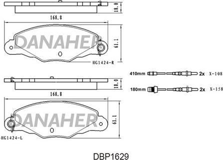 Danaher DBP1629 - Тормозные колодки, дисковые, комплект autospares.lv