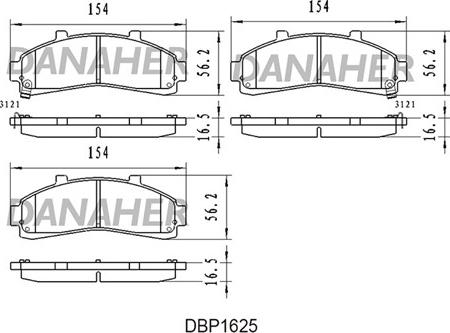 Danaher DBP1625 - Тормозные колодки, дисковые, комплект autospares.lv