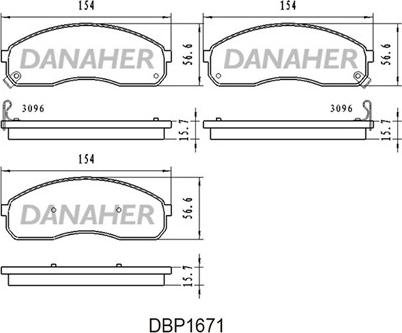 Danaher DBP1671 - Тормозные колодки, дисковые, комплект autospares.lv