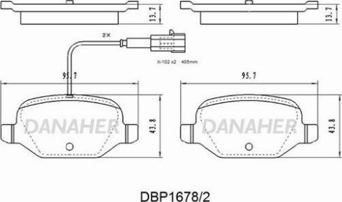 Danaher DBP1678/2 - Тормозные колодки, дисковые, комплект autospares.lv