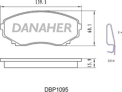 Danaher DBP1095 - Тормозные колодки, дисковые, комплект autospares.lv