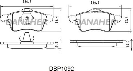 Danaher DBP1092 - Тормозные колодки, дисковые, комплект autospares.lv