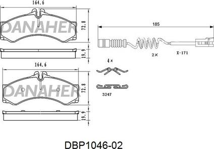 Danaher DBP1046-02 - Тормозные колодки, дисковые, комплект autospares.lv