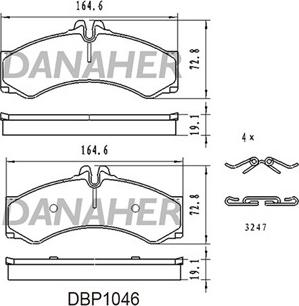 Danaher DBP1046 - Тормозные колодки, дисковые, комплект autospares.lv