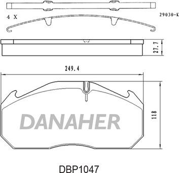 Danaher DBP1047 - Тормозные колодки, дисковые, комплект autospares.lv