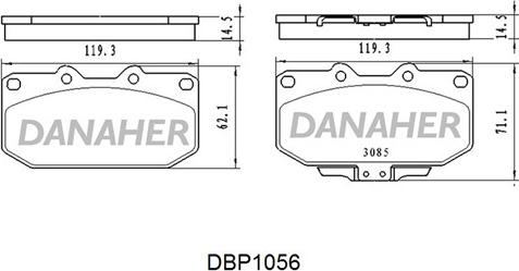 Danaher DBP1056 - Тормозные колодки, дисковые, комплект autospares.lv