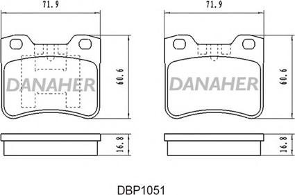 Danaher DBP1051 - Тормозные колодки, дисковые, комплект autospares.lv