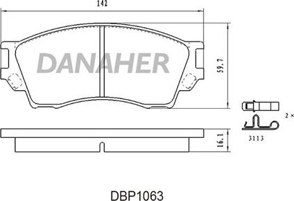 Danaher DBP1063 - Тормозные колодки, дисковые, комплект autospares.lv