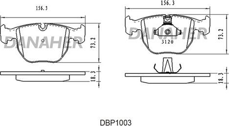 Danaher DBP1003 - Тормозные колодки, дисковые, комплект autospares.lv