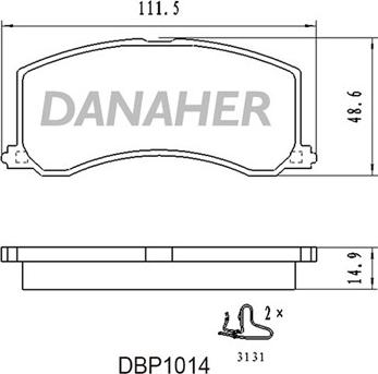 Danaher DBP1014 - Тормозные колодки, дисковые, комплект autospares.lv