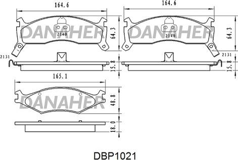 Danaher DBP1021 - Тормозные колодки, дисковые, комплект autospares.lv