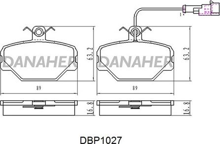 Danaher DBP1027 - Тормозные колодки, дисковые, комплект autospares.lv