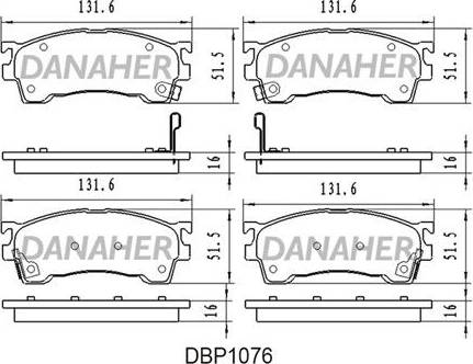 Danaher DBP1076 - Тормозные колодки, дисковые, комплект autospares.lv