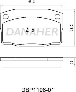 Danaher DBP1196-01 - Тормозные колодки, дисковые, комплект autospares.lv