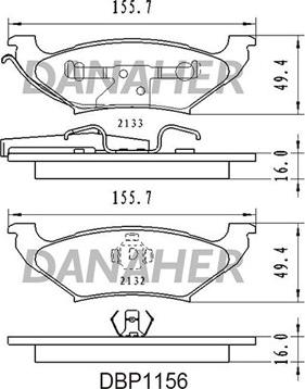 Danaher DBP1156 - Тормозные колодки, дисковые, комплект autospares.lv