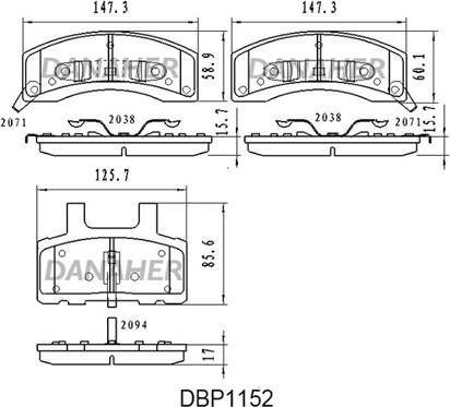 Danaher DBP1152 - Тормозные колодки, дисковые, комплект autospares.lv