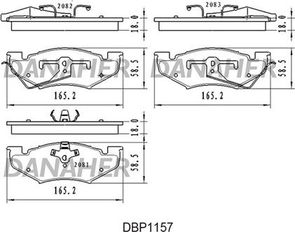 Danaher DBP1157 - Тормозные колодки, дисковые, комплект autospares.lv