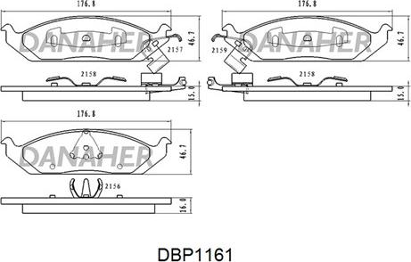 Danaher DBP1161 - Тормозные колодки, дисковые, комплект autospares.lv