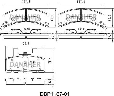 Danaher DBP1167-01 - Тормозные колодки, дисковые, комплект autospares.lv