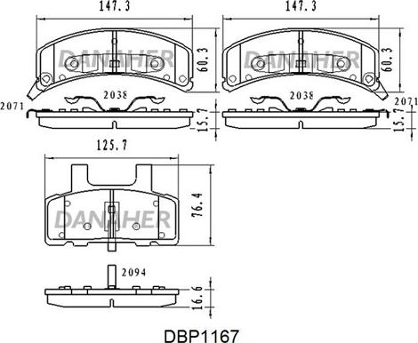 Danaher DBP1167 - Тормозные колодки, дисковые, комплект autospares.lv