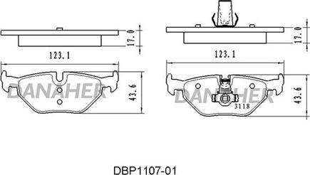 Danaher DBP1107-01 - Тормозные колодки, дисковые, комплект autospares.lv