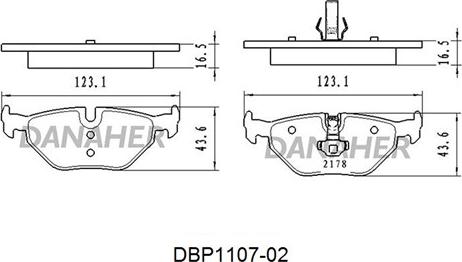 Danaher DBP1107-02 - Тормозные колодки, дисковые, комплект autospares.lv