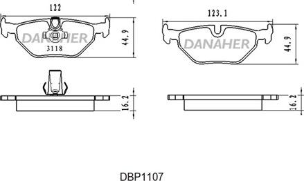 Danaher DBP1107 - Тормозные колодки, дисковые, комплект autospares.lv