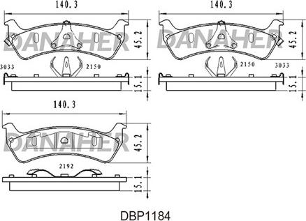 Danaher DBP1184 - Тормозные колодки, дисковые, комплект autospares.lv