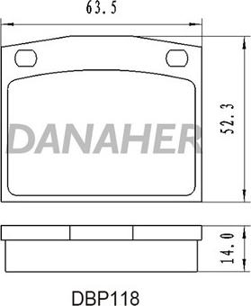 Danaher DBP118 - Тормозные колодки, дисковые, комплект autospares.lv