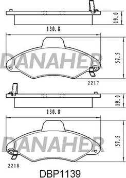 Danaher DBP1139 - Тормозные колодки, дисковые, комплект autospares.lv