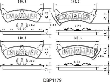 Danaher DBP1179 - Тормозные колодки, дисковые, комплект autospares.lv