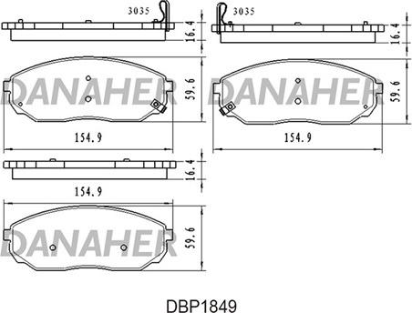 Danaher DBP1849 - Тормозные колодки, дисковые, комплект autospares.lv