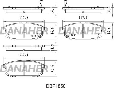Danaher DBP1850 - Тормозные колодки, дисковые, комплект autospares.lv