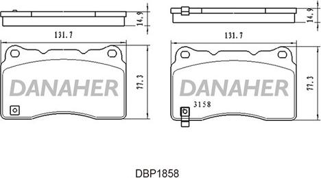 Danaher DBP1858 - Тормозные колодки, дисковые, комплект autospares.lv