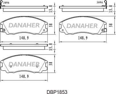 Danaher DBP1853 - Тормозные колодки, дисковые, комплект autospares.lv