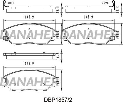 Danaher DBP1857/2 - Тормозные колодки, дисковые, комплект autospares.lv