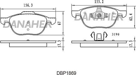 Danaher DBP1869 - Тормозные колодки, дисковые, комплект autospares.lv